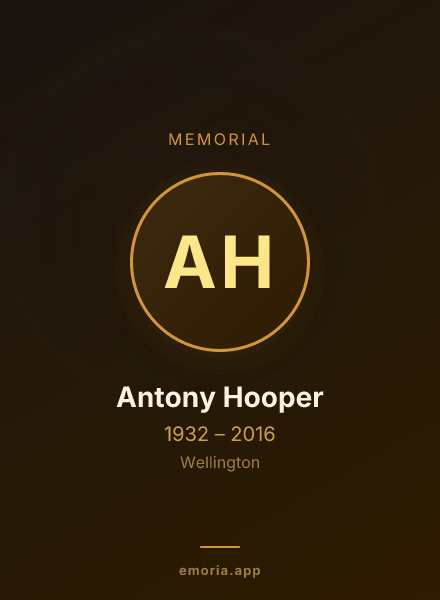Memorial portrait of Antony Hooper