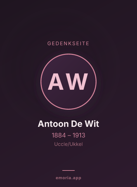 Gedenkportrait von Antoon De Wit