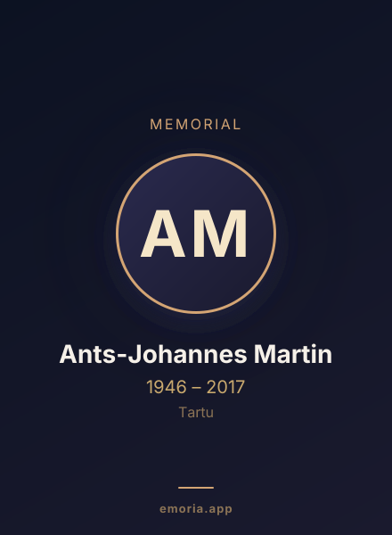Memorial portrait of Ants-Johannes Martin