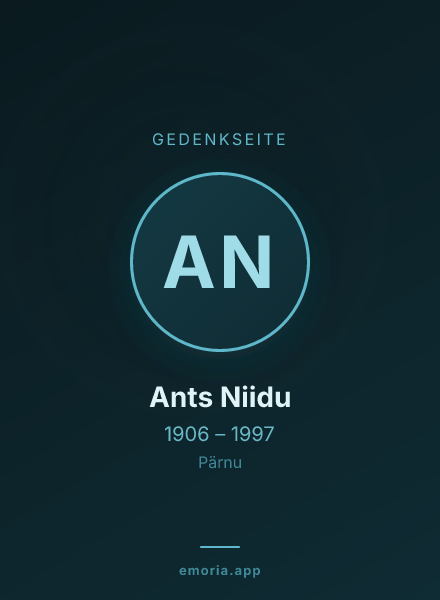 Gedenkportrait von Ants Niidu