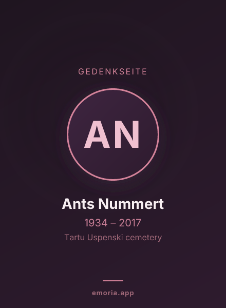 Gedenkportrait von Ants Nummert