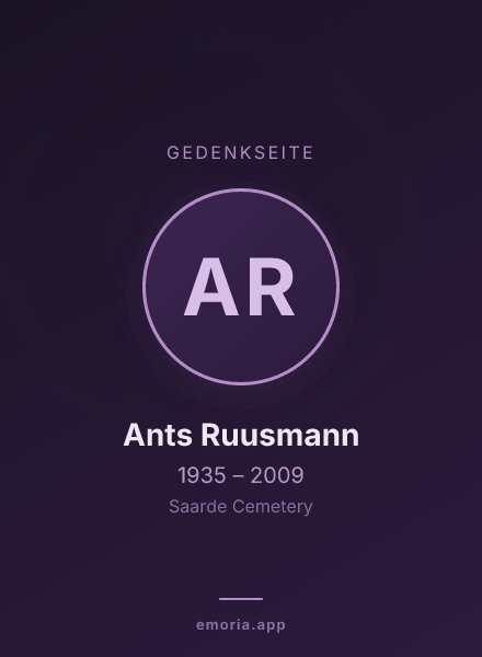 Gedenkportrait von Ants Ruusmann