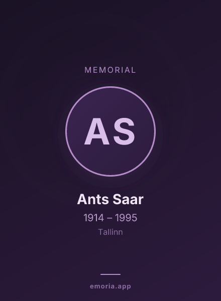 Memorial portrait of Ants Saar