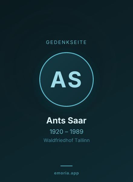 Gedenkportrait von Ants Saar