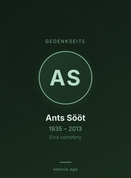 Gedenkportrait von Ants Sööt