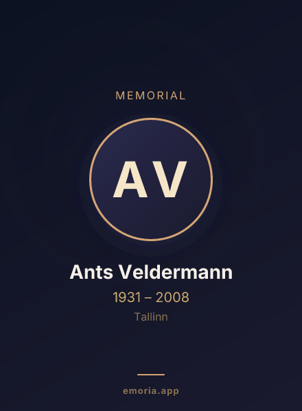 Memorial portrait of Ants Veldermann