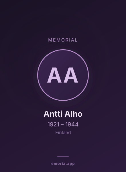 Memorial portrait of Antti Alho