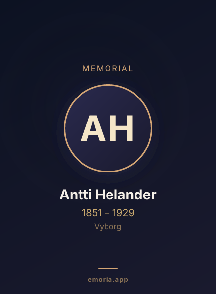 Memorial portrait of Antti Helander