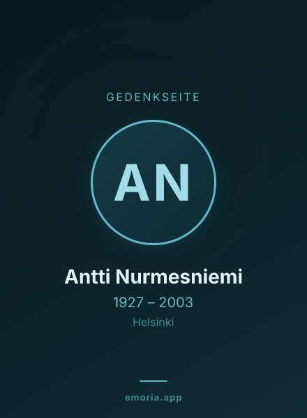 Gedenkportrait von Antti Nurmesniemi
