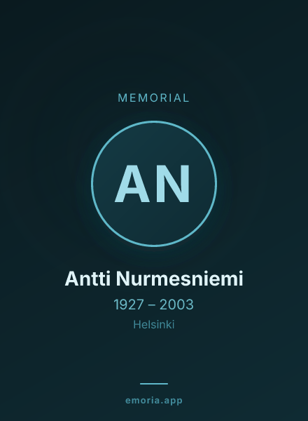 Memorial portrait of Antti Nurmesniemi