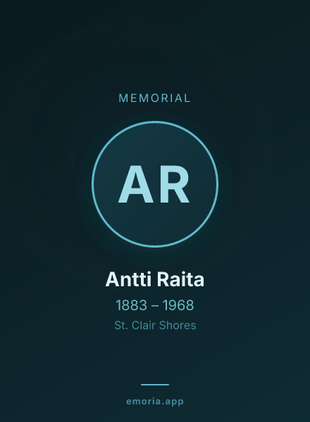 Memorial portrait of Antti Raita