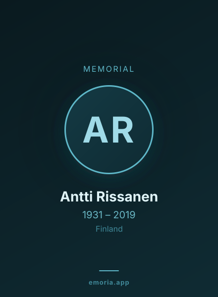 Memorial portrait of Antti Rissanen