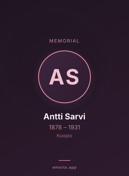 Memorial portrait of Antti Sarvi