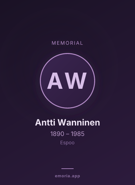 Memorial portrait of Antti Wanninen