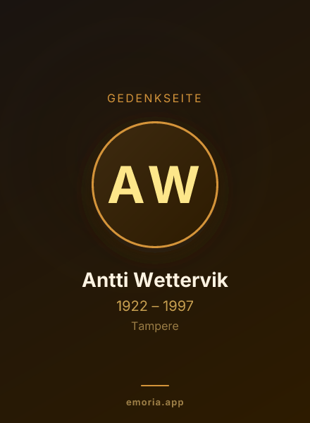 Gedenkportrait von Antti Wettervik