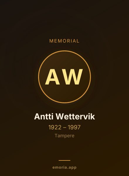 Memorial portrait of Antti Wettervik
