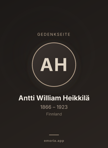 Gedenkportrait von Antti William Heikkilä