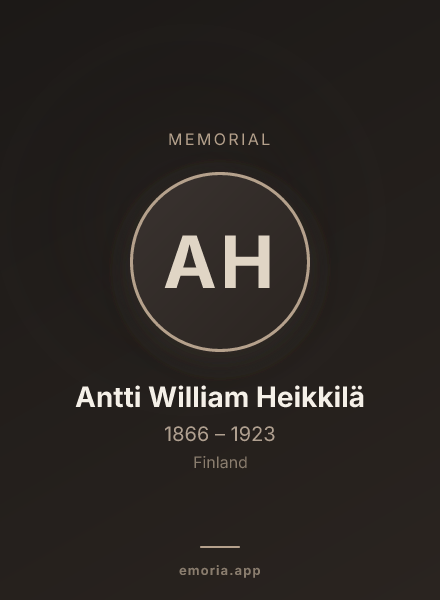 Memorial portrait of Antti William Heikkilä