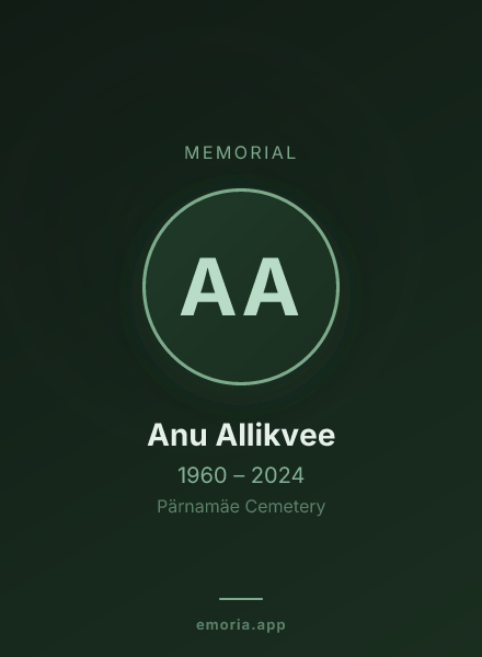 Memorial portrait of Anu Allikvee