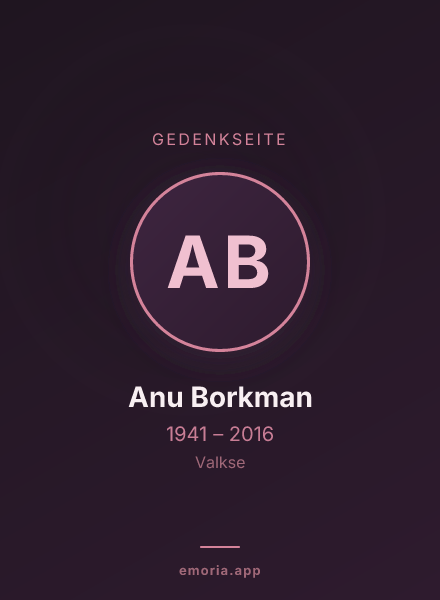 Gedenkportrait von Anu Borkman