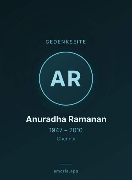 Gedenkportrait von Anuradha Ramanan