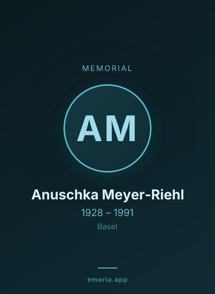 Memorial portrait of Anuschka Meyer-Riehl