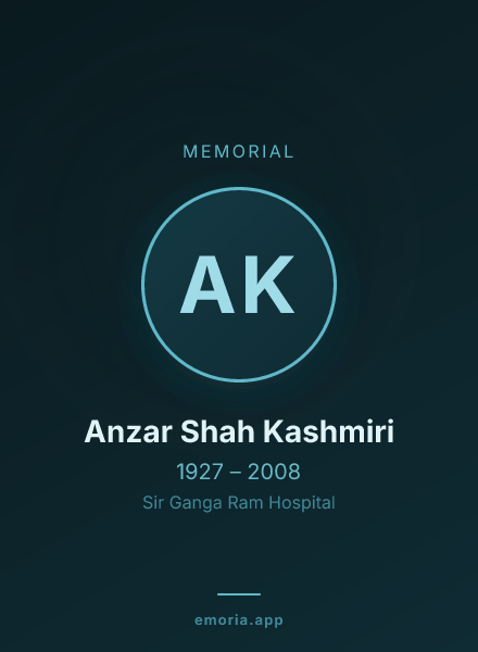 Memorial portrait of Anzar Shah Kashmiri