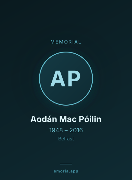 Memorial portrait of Aodán Mac Póilin