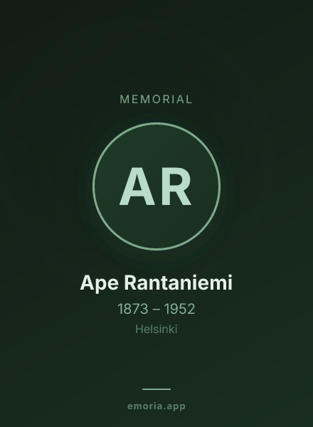 Memorial portrait of Ape Rantaniemi