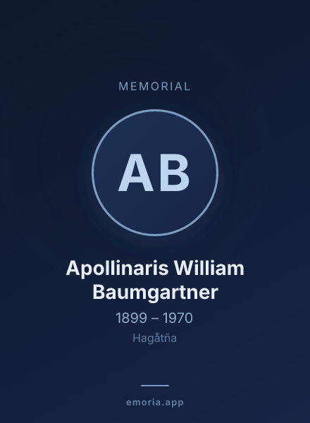 Memorial portrait of Apollinaris William Baumgartner