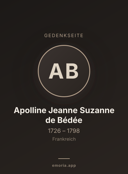 Gedenkportrait von Apolline Jeanne Suzanne de Bédée