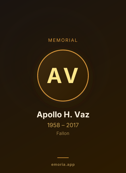 Memorial portrait of Apollo H. Vaz