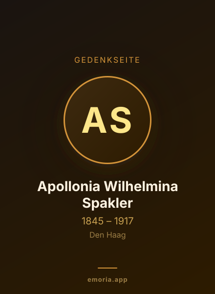 Gedenkportrait von Apollonia Wilhelmina Spakler