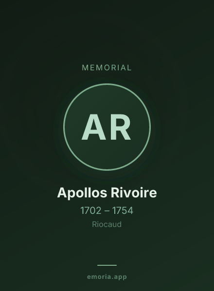 Memorial portrait of Apollos Rivoire