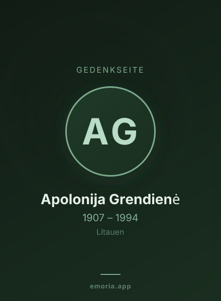 Gedenkportrait von Apolonija Grendienė
