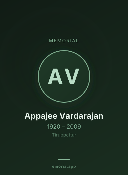 Memorial portrait of Appajee Vardarajan