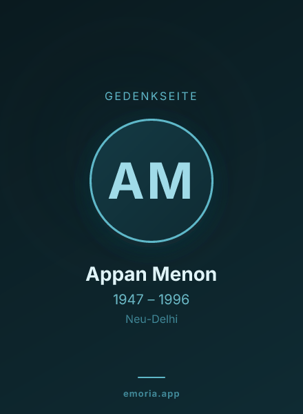 Gedenkportrait von Appan Menon