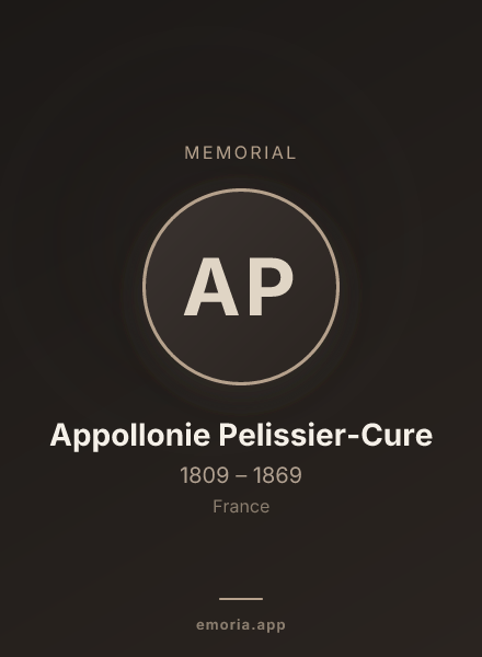 Memorial portrait of Appollonie Pelissier-Cure
