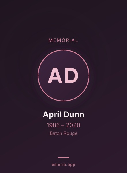 Memorial portrait of April Dunn