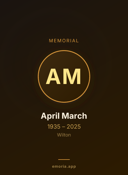 Memorial portrait of April March