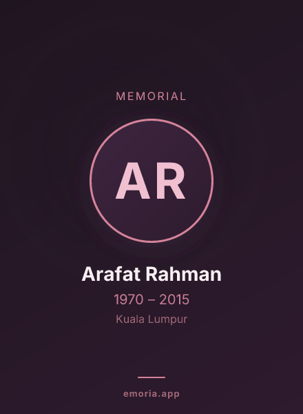 Memorial portrait of Arafat Rahman