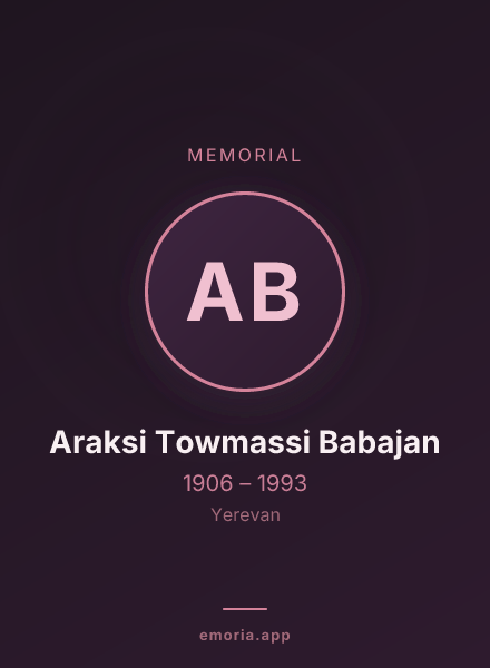 Memorial portrait of Araksi Towmassi Babajan