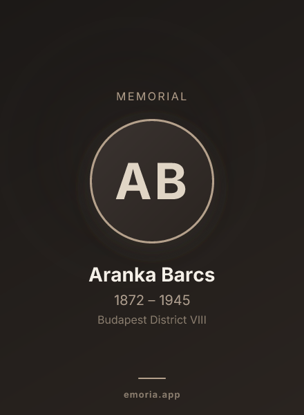 Memorial portrait of Aranka Barcs