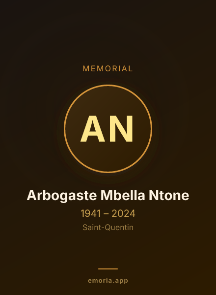 Memorial portrait of Arbogaste Mbella Ntone