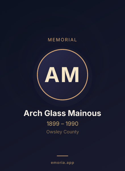 Memorial portrait of Arch Glass Mainous