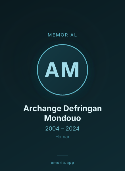 Memorial portrait of Archange Defringan Mondouo