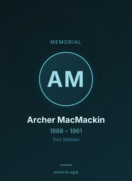 Memorial portrait of Archer MacMackin