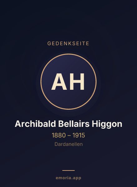 Gedenkportrait von Archibald Bellairs Higgon