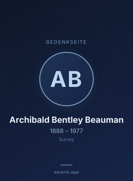 Gedenkportrait von Archibald Bentley Beauman
