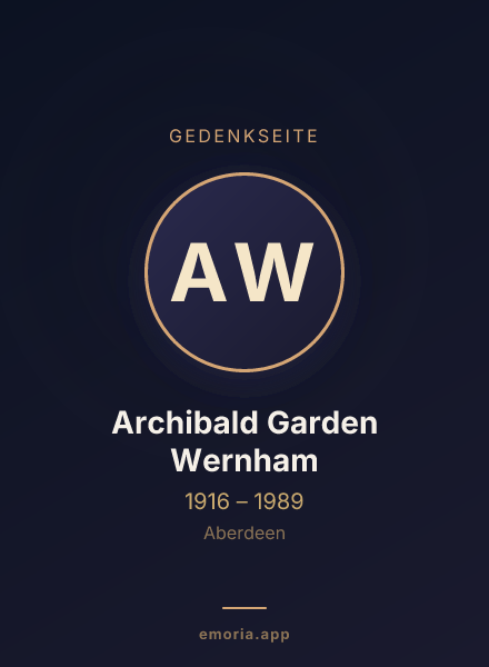 Gedenkportrait von Archibald Garden Wernham
